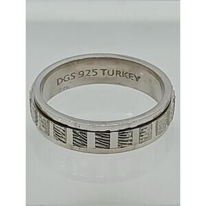 Vintage DGS Sterling Silver Diamond-cut Spinner Ring Size 6